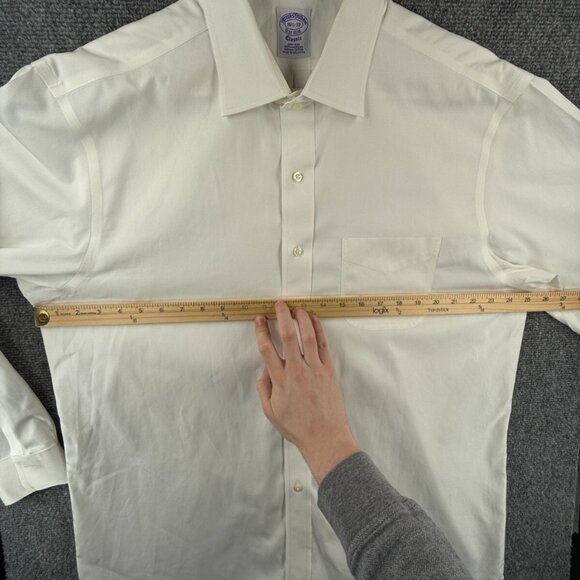 Brooks Brothers Ivory Classic Fit 16.5 33 Non Iron Cotton Button Up Supima Men - Picture 5 of 16